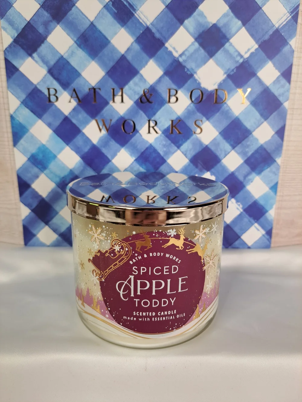 Bath & Body Works 'SPICED APPLE TODDY' Scented 3-Wick Candle in Luminous Wrap - Picture 2 of 14